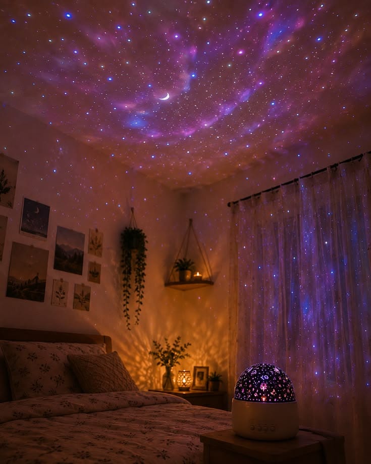 Starry Light Projector – LED Galaxy Night Light & Star Projector for Bedroom Decor