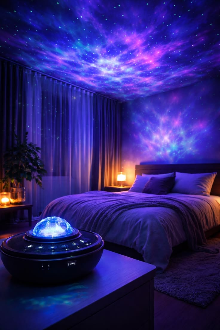 Starry Light Projector – LED Galaxy Night Light & Star Projector for Bedroom Decor