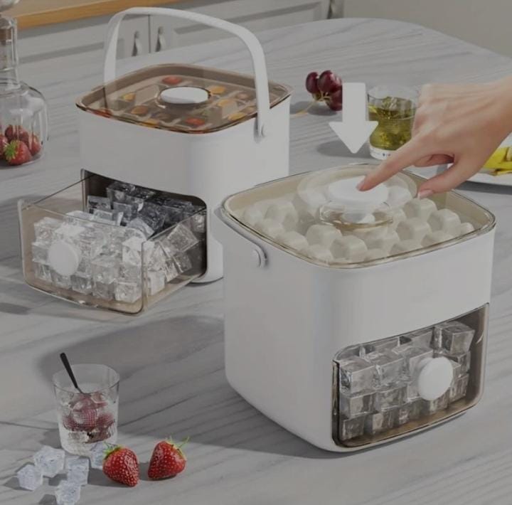 Portable Ice Bucket – Double Layer Ice Storage Box with Drainage & Large Capacity