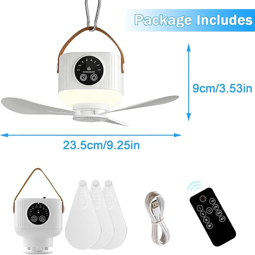 LED Rechargeable Ceiling Fan with Remote Control
