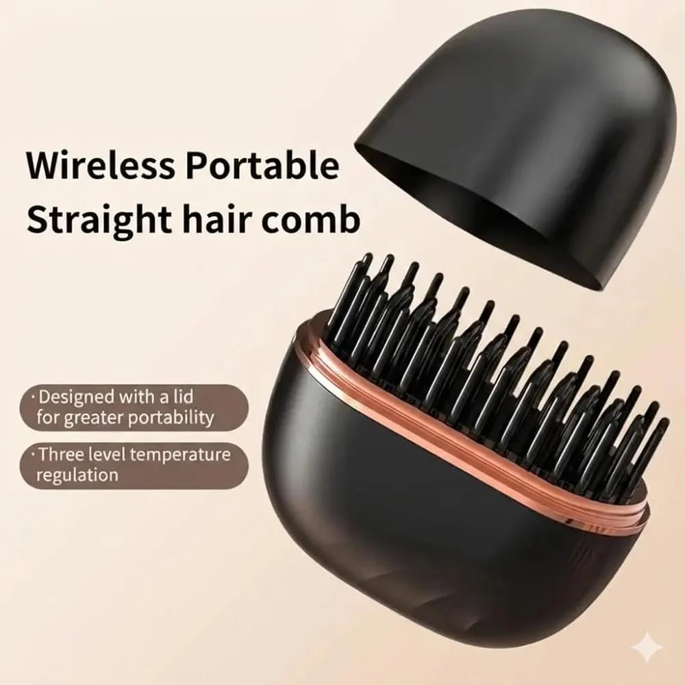 Wireless Hair Straightening Comb – Portable Hair Styler