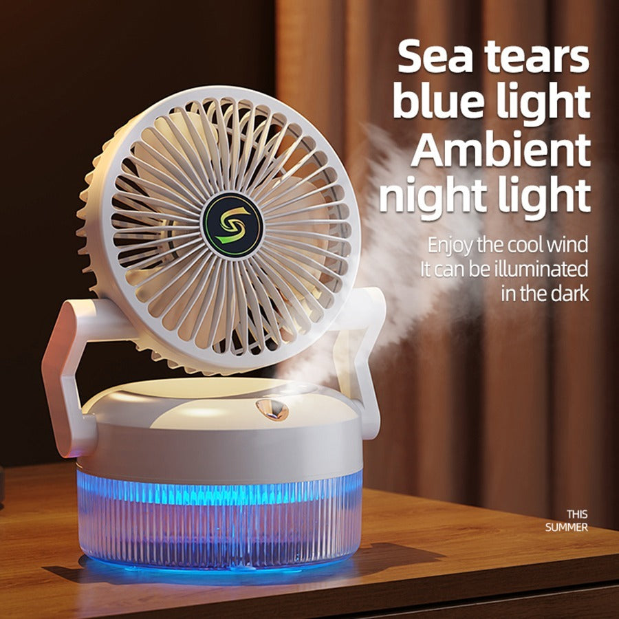Portable Spray Folding Fan | Mini Rechargeable Fan with Water Mist Humidifier & 3-Speed Cooling