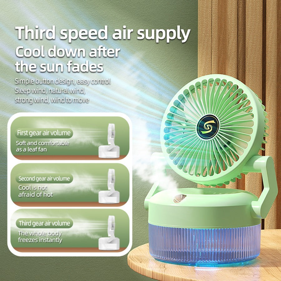 Portable Spray Folding Fan | Mini Rechargeable Fan with Water Mist Humidifier & 3-Speed Cooling