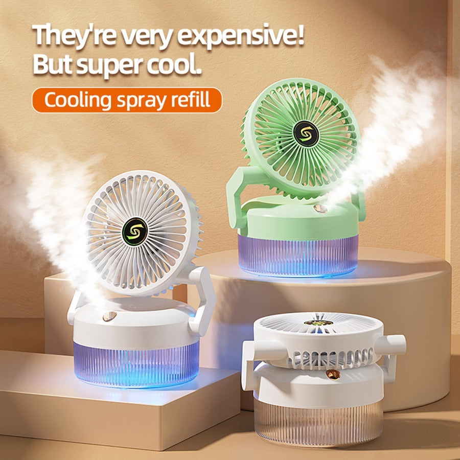 Portable Spray Folding Fan | Mini Rechargeable Fan with Water Mist Humidifier & 3-Speed Cooling