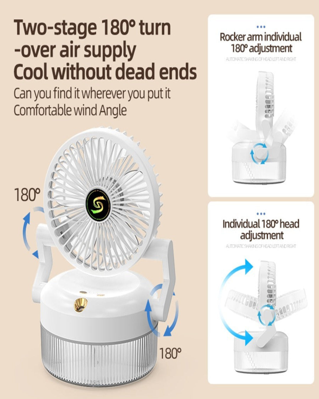 Portable Spray Folding Fan | Mini Rechargeable Fan with Water Mist Humidifier & 3-Speed Cooling