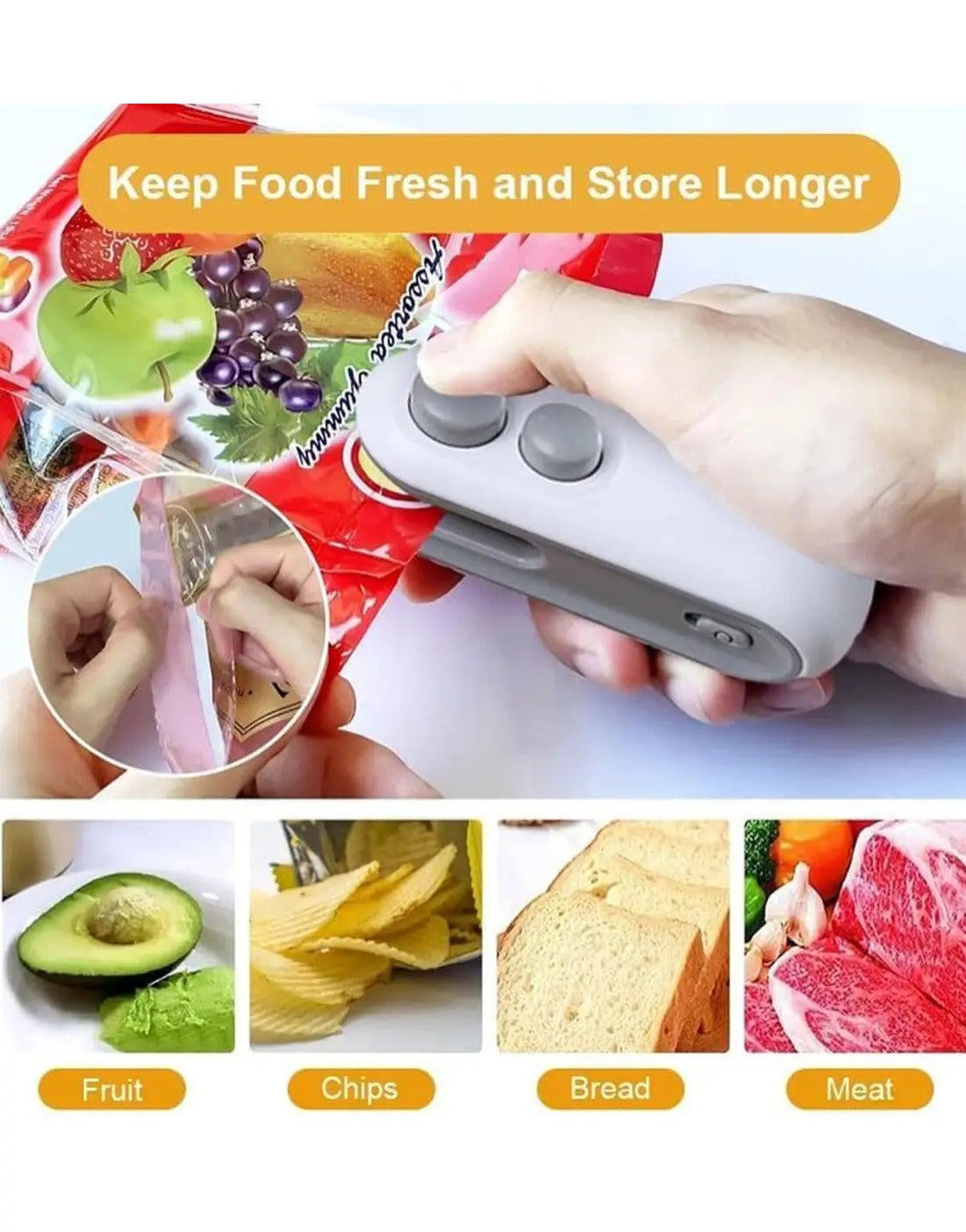 2-in-1 Heat Sealer & Bag Cutter – Portable Mini Food Bag Sealing Machine