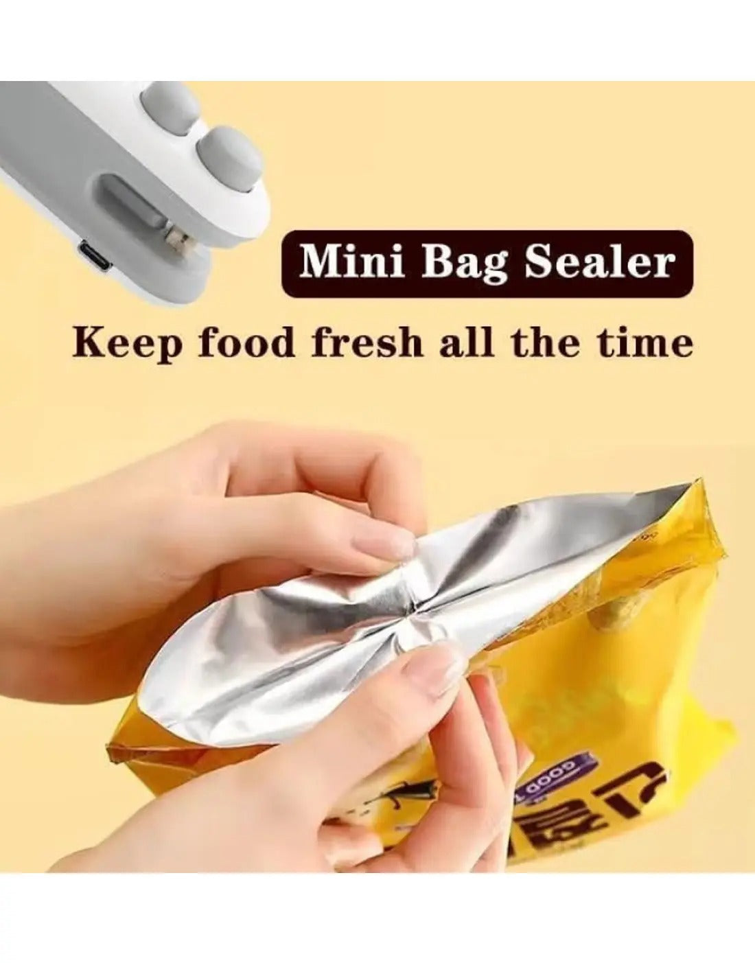 2-in-1 Heat Sealer & Bag Cutter – Portable Mini Food Bag Sealing Machine
