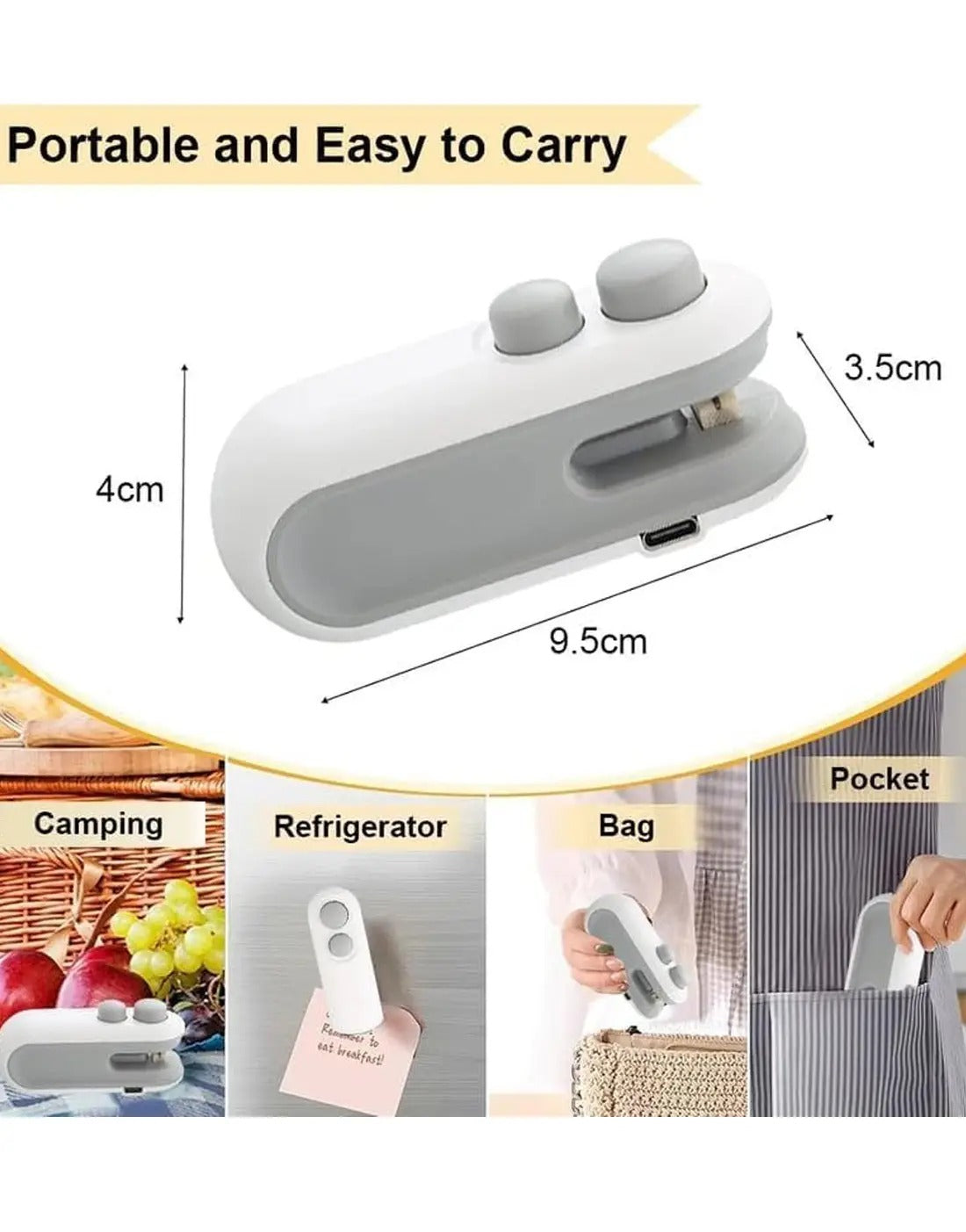 2-in-1 Heat Sealer & Bag Cutter – Portable Mini Food Bag Sealing Machine
