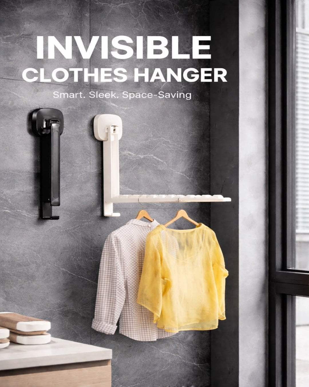 Invisible Clothes Hanger | Foldable Wall-Mounted Clothes Rack | Space-Saving Heavy-Duty Hanger
