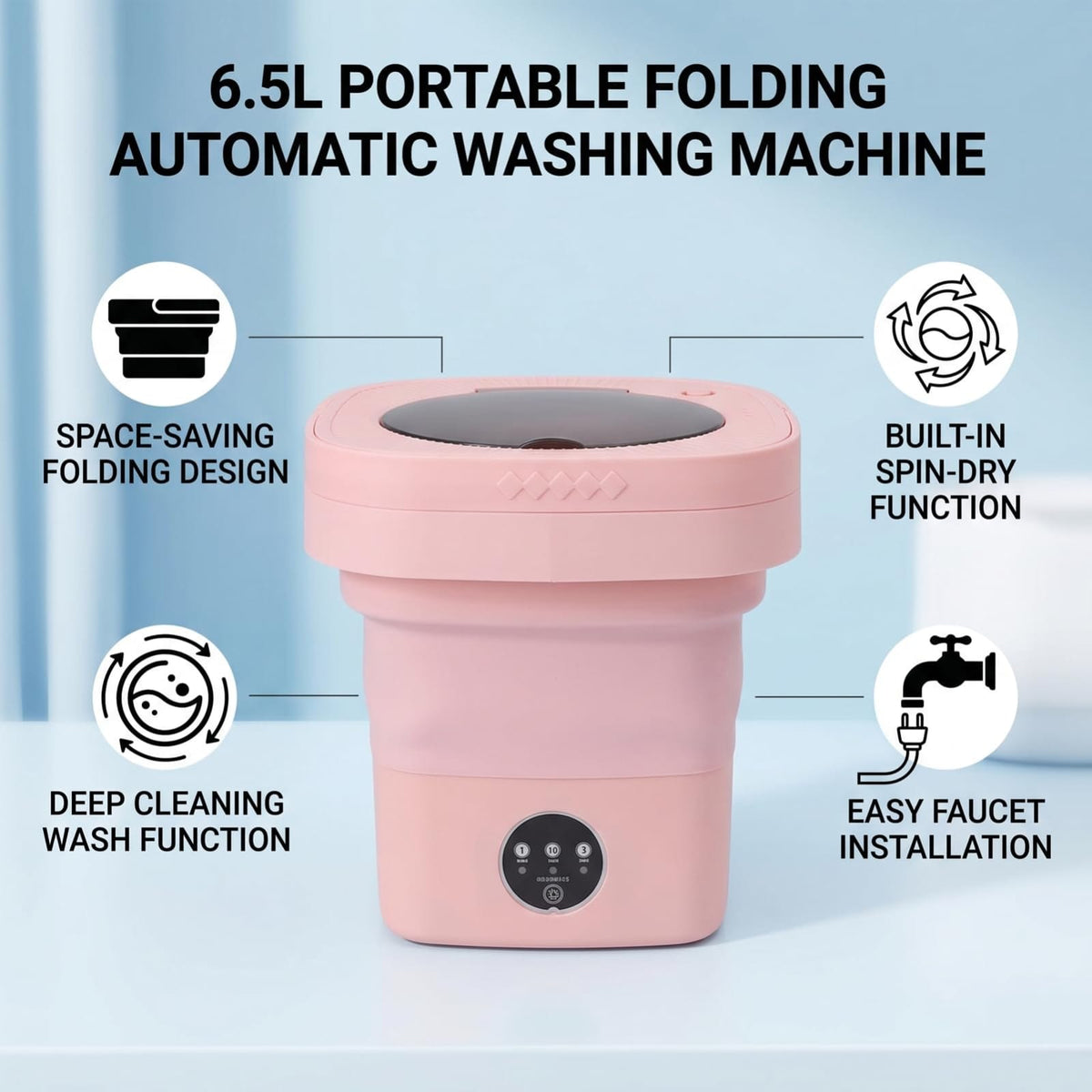Portable Folding Automatic Washing Machine 11 liters– Compact Mini Washer