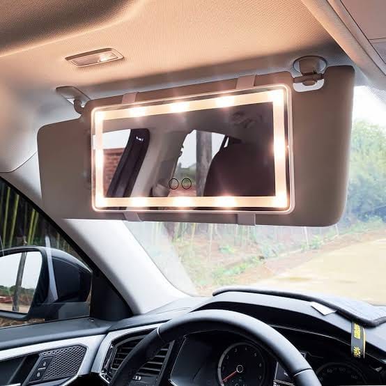 Car Cosmetic Mirror with LED Light – Illuminated Car Vanity Mirror for Makeup & Grooming