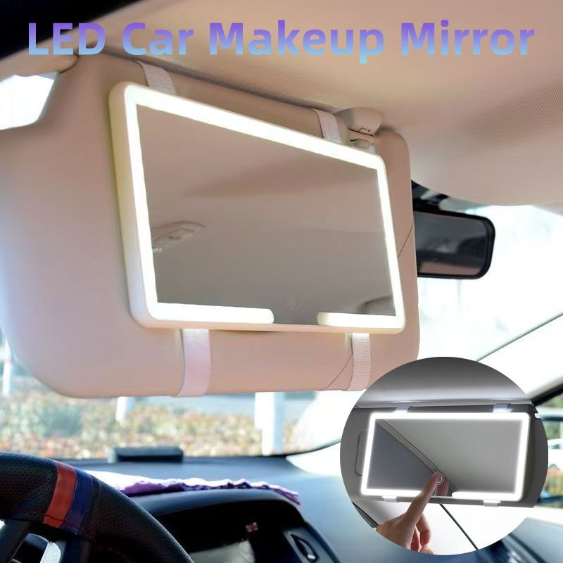 Car Cosmetic Mirror with LED Light – Illuminated Car Vanity Mirror for Makeup & Grooming