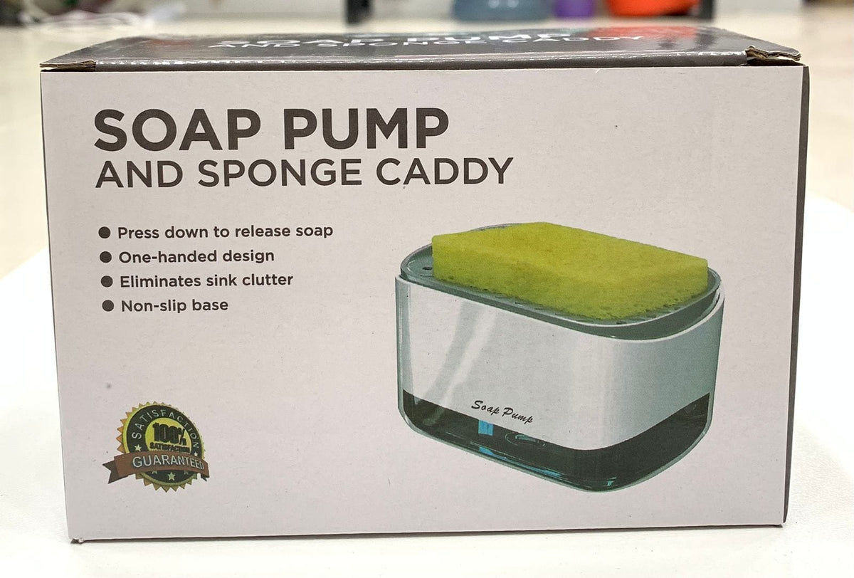 Kitchen Sink Soap Pump Dispenser – 2-in-1 Dish Soap Dispenser & Sponge Holder with Towel Rack