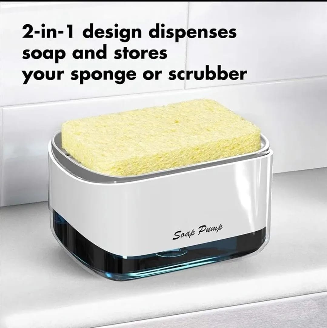 Kitchen Sink Soap Pump Dispenser – 2-in-1 Dish Soap Dispenser & Sponge Holder with Towel Rack