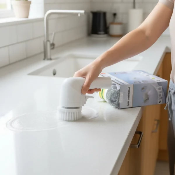 USB Electric Spin Scrubber – Cordless Cleaning Brush with 5 Replaceable Brush Heads