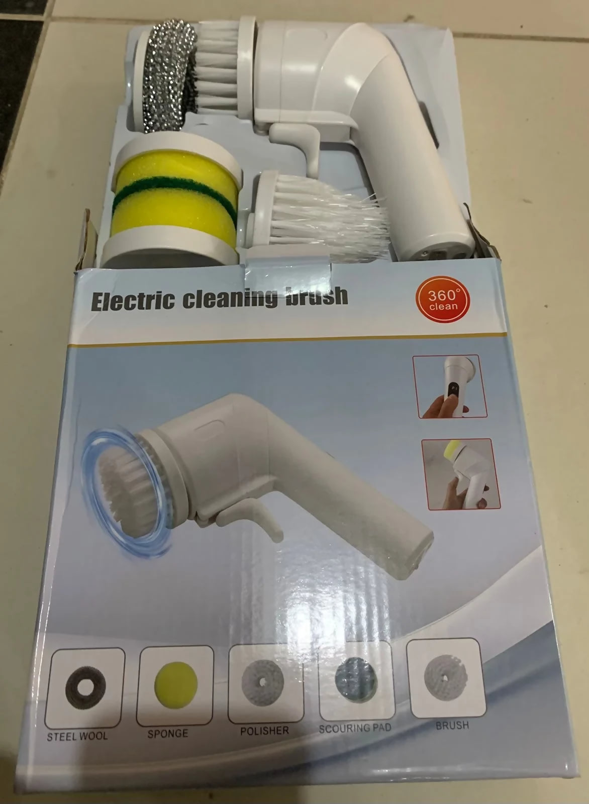 USB Electric Spin Scrubber – Cordless Cleaning Brush with 5 Replaceable Brush Heads