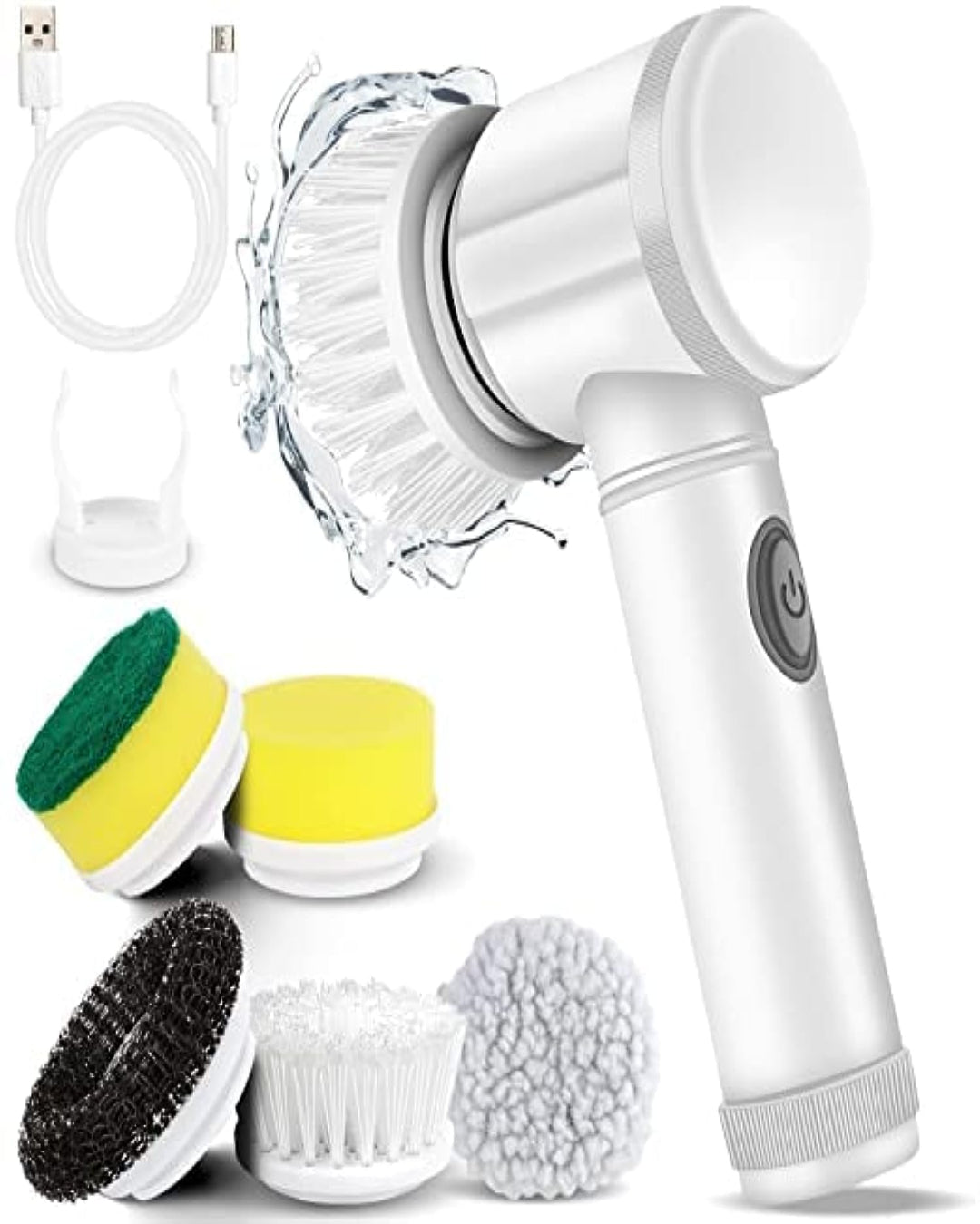 USB Electric Spin Scrubber – Cordless Cleaning Brush with 5 Replaceable Brush Heads