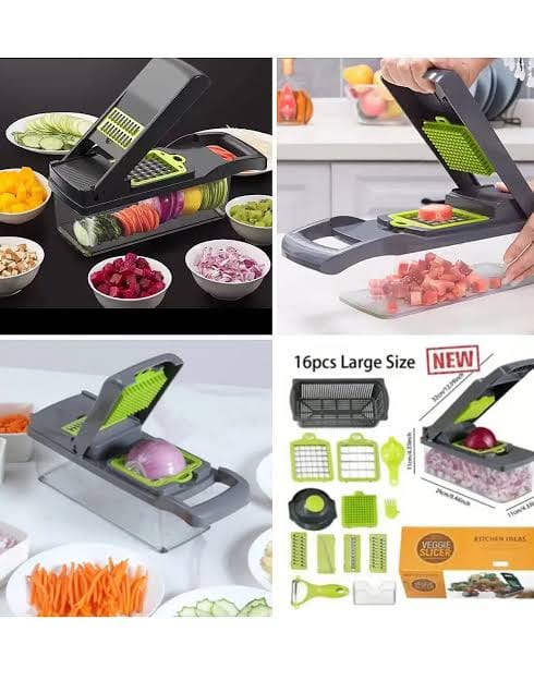 16-in-1 Vegetable Slicer & Chopper – Multi-Function Vegetable Cutter for Slicing, Dicing & Grating