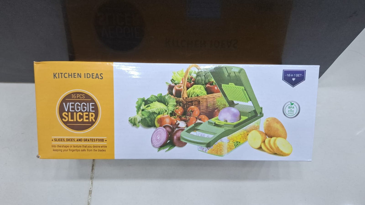 16-in-1 Vegetable Slicer & Chopper – Multi-Function Vegetable Cutter for Slicing, Dicing & Grating